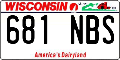 WI license plate 681NBS