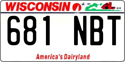 WI license plate 681NBT