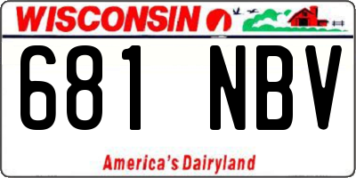 WI license plate 681NBV