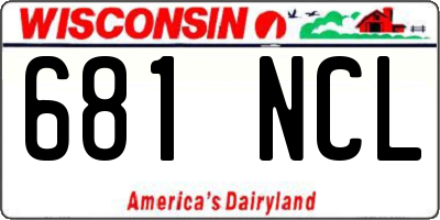 WI license plate 681NCL