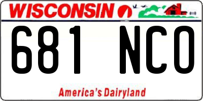 WI license plate 681NCO