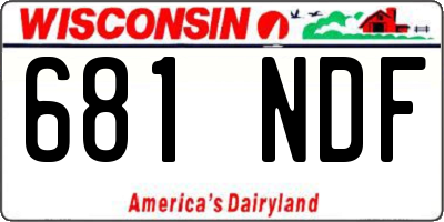 WI license plate 681NDF