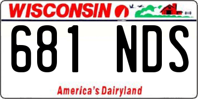 WI license plate 681NDS
