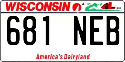 WI license plate 681NEB