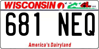 WI license plate 681NEQ