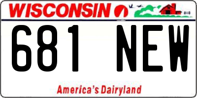 WI license plate 681NEW