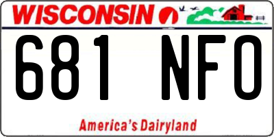 WI license plate 681NFO