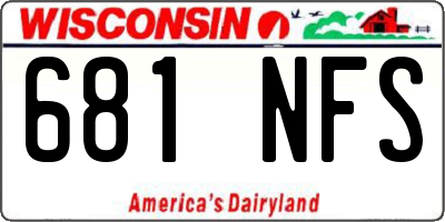 WI license plate 681NFS