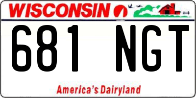 WI license plate 681NGT