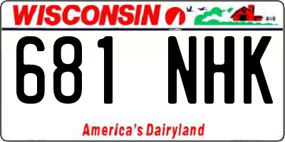 WI license plate 681NHK