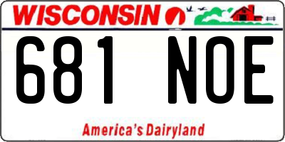 WI license plate 681NOE