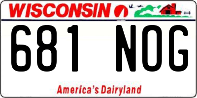 WI license plate 681NOG