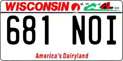 WI license plate 681NOI