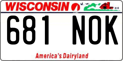 WI license plate 681NOK