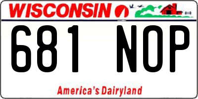 WI license plate 681NOP
