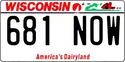 WI license plate 681NOW