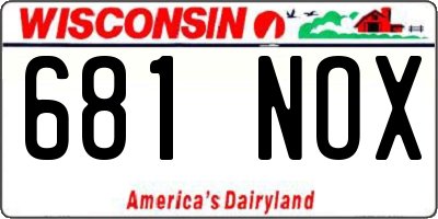 WI license plate 681NOX