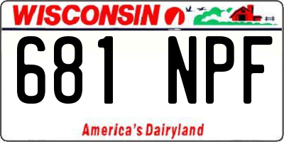 WI license plate 681NPF