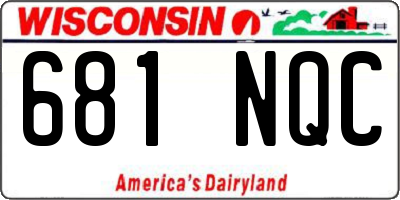 WI license plate 681NQC
