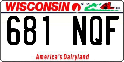 WI license plate 681NQF