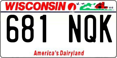 WI license plate 681NQK