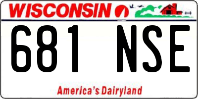 WI license plate 681NSE