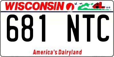 WI license plate 681NTC