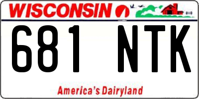 WI license plate 681NTK