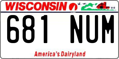 WI license plate 681NUM