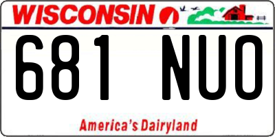 WI license plate 681NUO