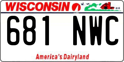 WI license plate 681NWC