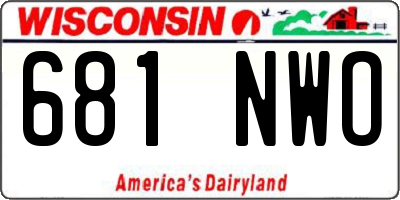 WI license plate 681NWO