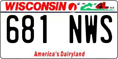 WI license plate 681NWS