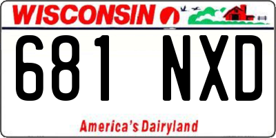 WI license plate 681NXD