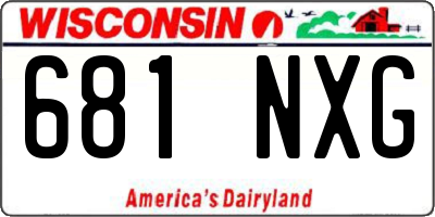 WI license plate 681NXG