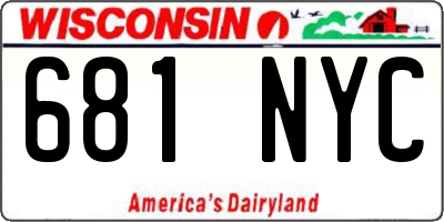 WI license plate 681NYC