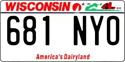 WI license plate 681NYO
