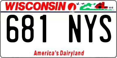 WI license plate 681NYS
