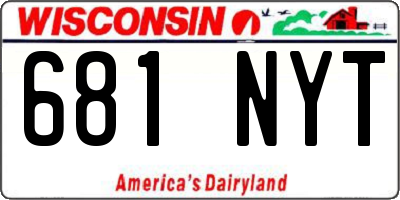 WI license plate 681NYT