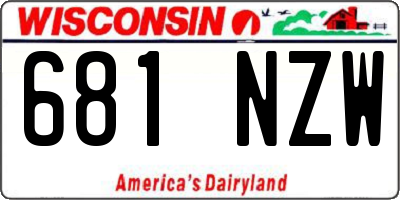 WI license plate 681NZW