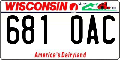 WI license plate 681OAC