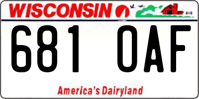 WI license plate 681OAF