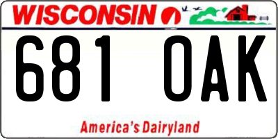 WI license plate 681OAK