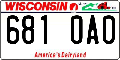 WI license plate 681OAO