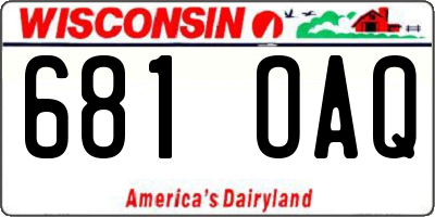 WI license plate 681OAQ