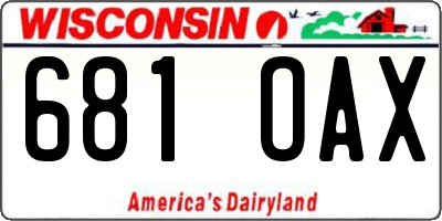 WI license plate 681OAX