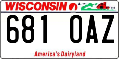 WI license plate 681OAZ