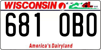 WI license plate 681OBO