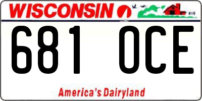 WI license plate 681OCE