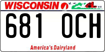 WI license plate 681OCH